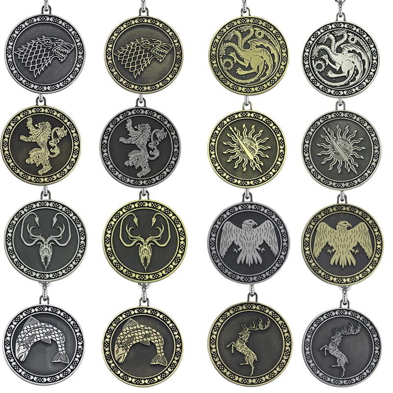 

Thrones Keychain Season 8 House Stark Wolf Head Badge Key Chains Pendant Ice And Fire Keyring Of Movie Gifts