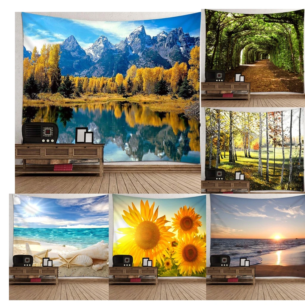 

3D Wall Sticker Tapestry Mural Wall Forest Sunshine Decoration Wall Murals Decor Hangings Bedspread Cover