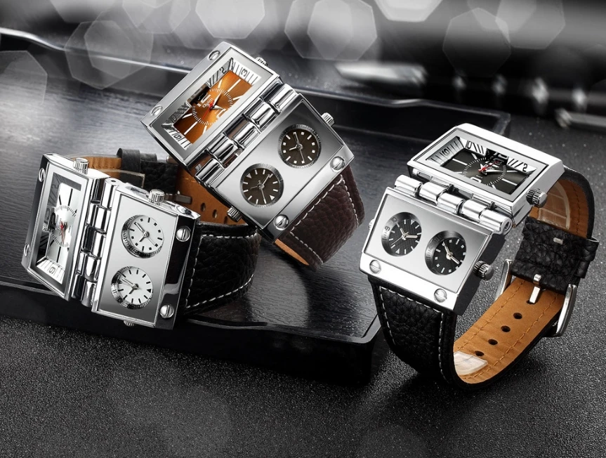 Мужские часы с большим циферблатом модные многозонный дизайн несколькими