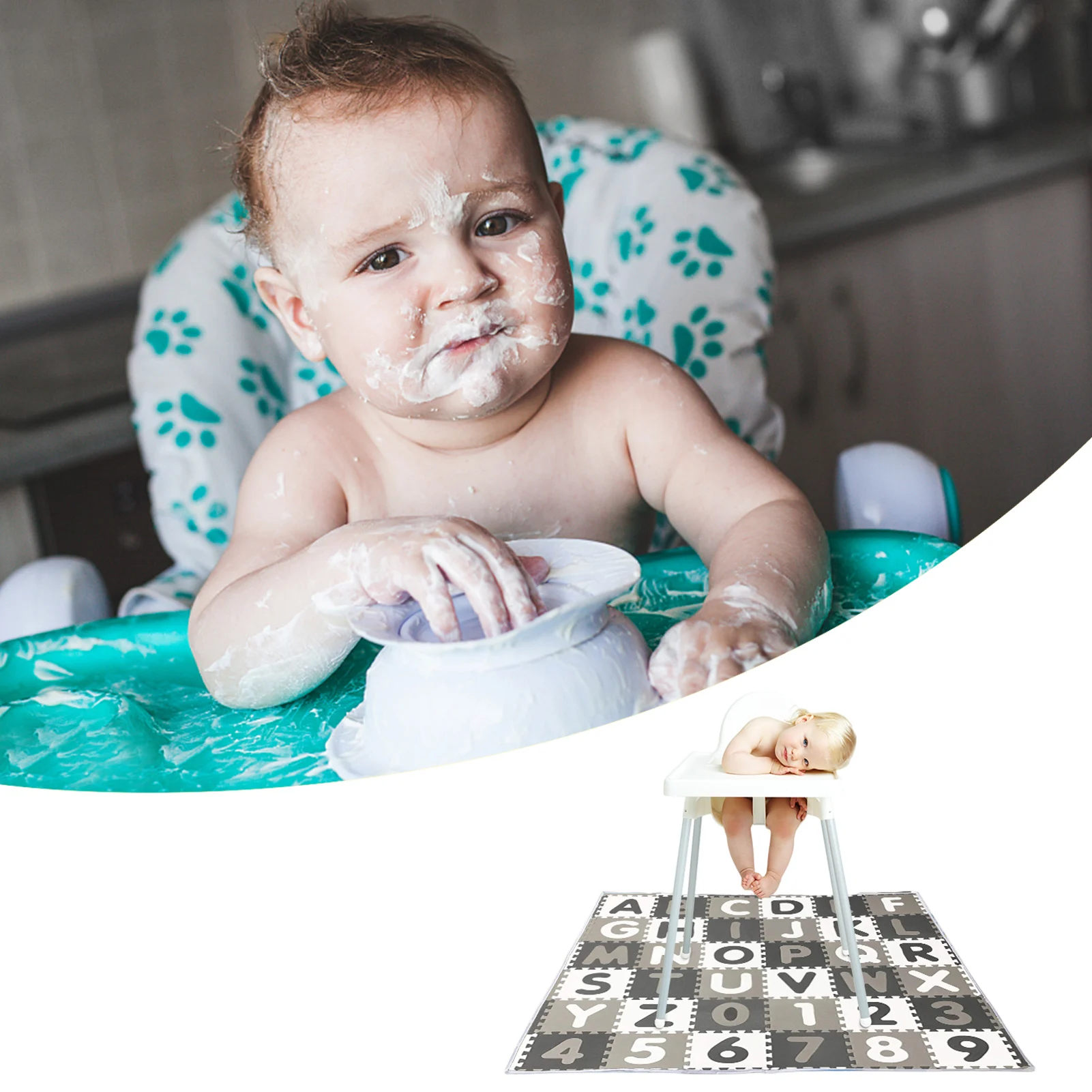 

51in Splat Mat For Under High Chair Arts Crafts Washable Spill Mat Water-resistant Anti-slip Floor Splash Mat Portable Play Mat