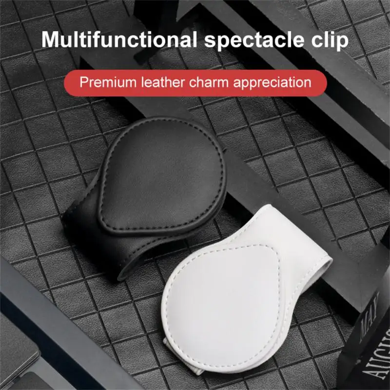 

Portable Glasses Ticket Document Holder Car Glasses Clip Universal Multifunctional Pu Leather Ticket Clip Auto Fastener Clip