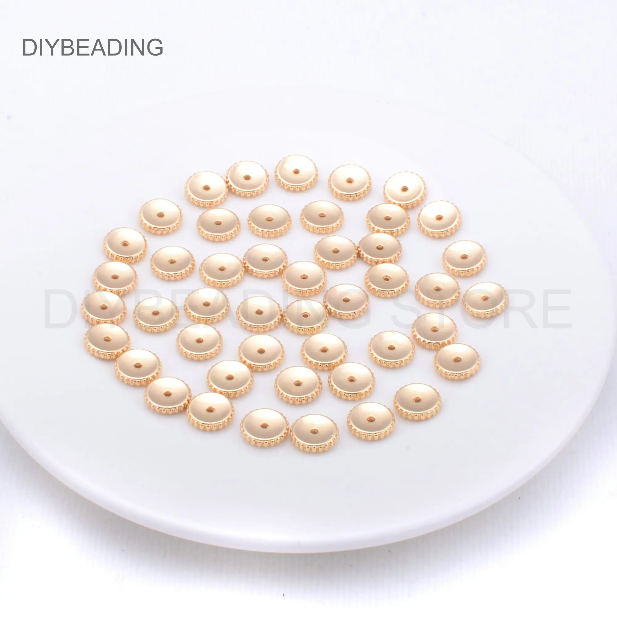 Золотые бусины Spcer оптом 14K позолоченные латунные вогнутые круглые соединители для самостоятельной сборки для изготовления бижутерии поставка (3 размера)