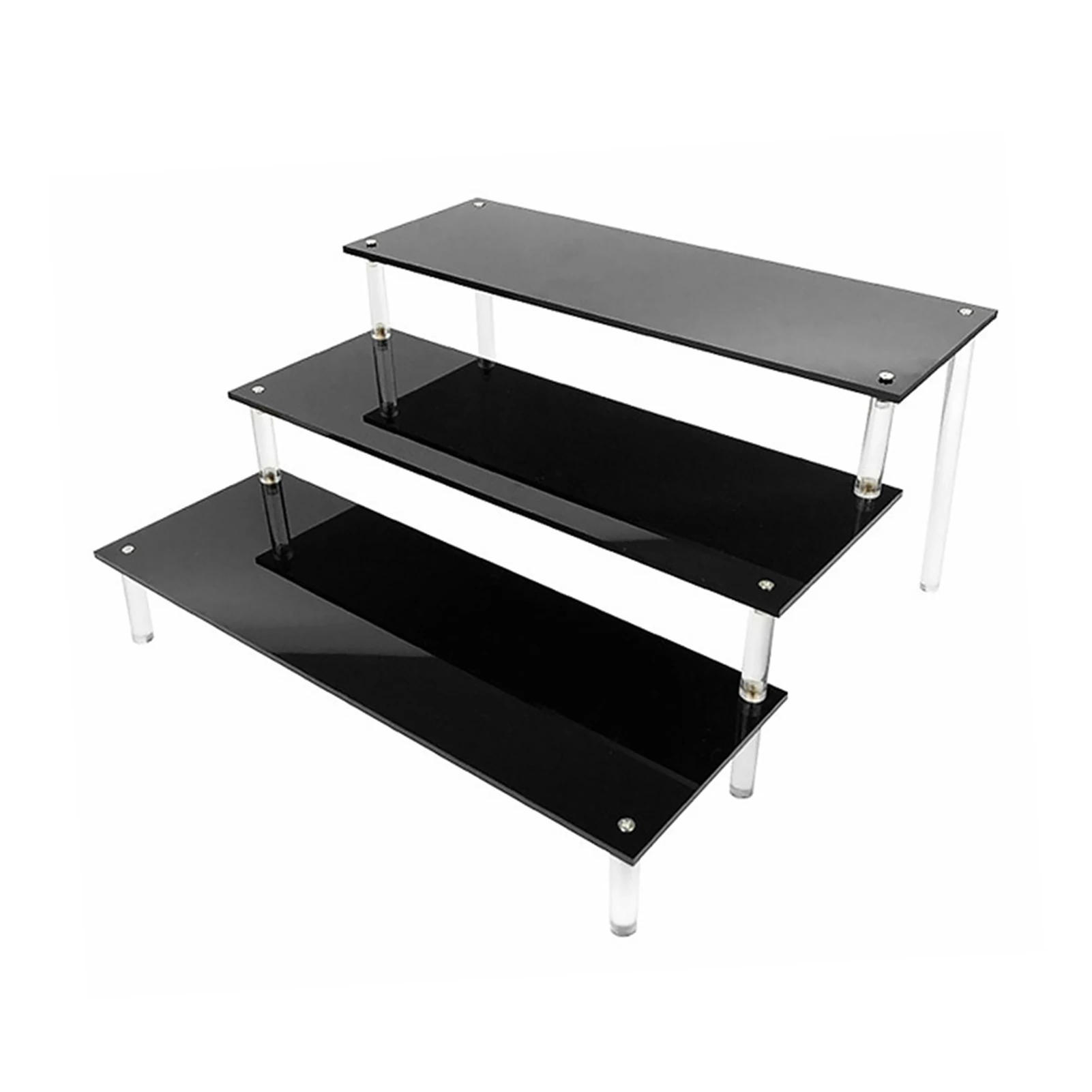 

3-layer Holder Collection Buffet Jewelry Shelf Home Black Cake Dessert Acrylic Stand Storage Case Display Risers Indoor Retail