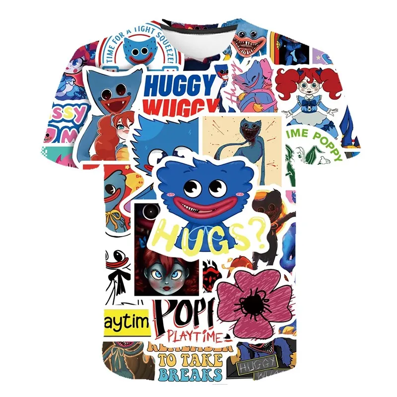 

Kids Game Poppy Playtime Boys T-Shirt 3D Printiing Harajuku Casual Graphic Streetwear Huggy Wuggy Short Sleeve Grls Tshirts