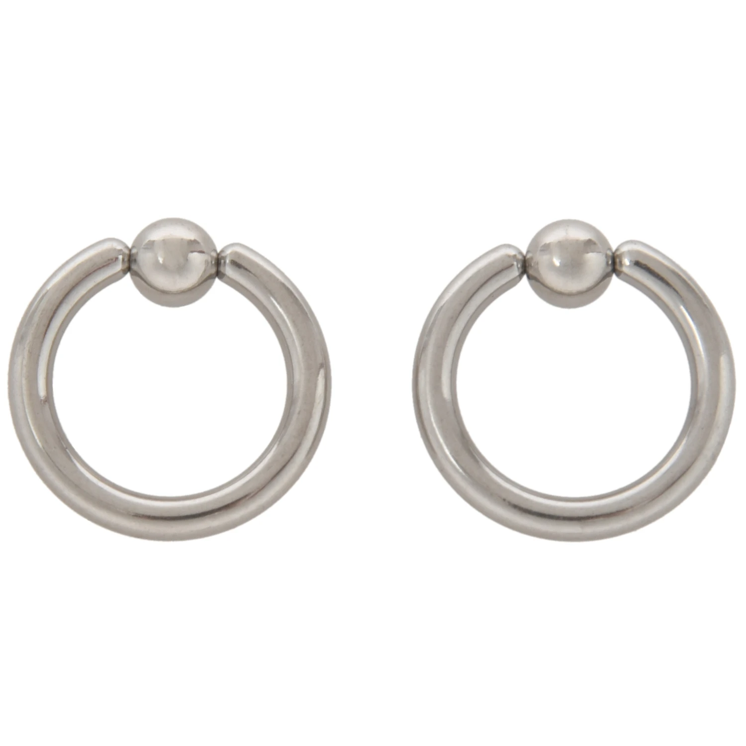 

1 Pair Stainless Steel Captive Bead Ear Rings Hoop BCR Studs Piercing Jewelry Steel color, 8g(3.2mm)x16mm