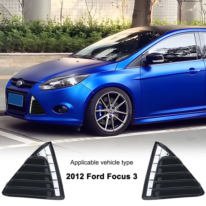 

1Pairs For Ford Focus 2012 2013 2014 2015 Waterproof LED Daytime Running Light White DRL Driving Fog Lamp Car Accessories 12V