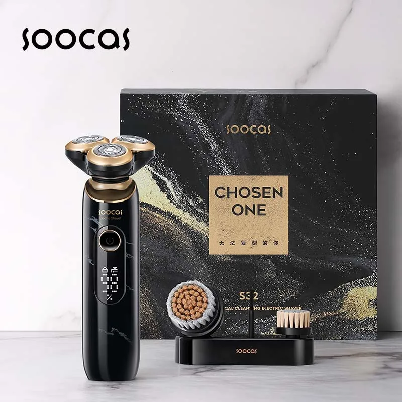 SOOCAS S32 Electric Shaver Man Auto Razor Shaving Machine LED Display IPX7 Waterproof Shaving With Face cleaning brush