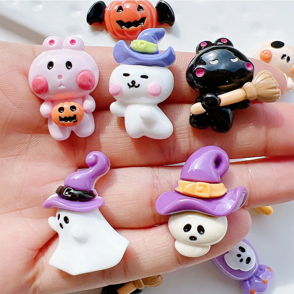 

10PCS 2023 Halloween Collection Resin Flat Back Cabochons For Hairpin Scrapbooking DIY Jewelry Craft Decoration Accessories