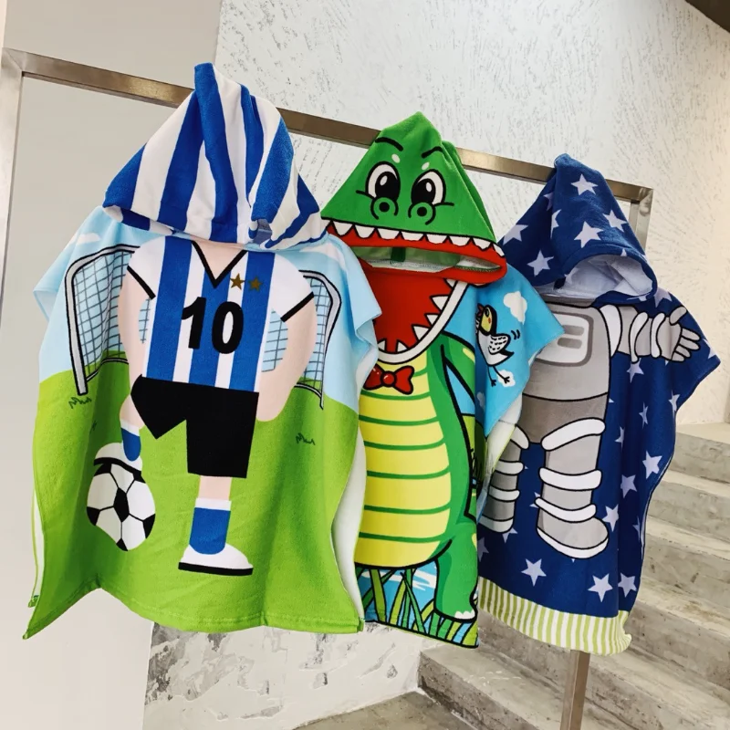 

Cartoon Child Kid Hooded Cloak Infant Bathrob Baby Bath Towel Robe Cotton Boy Girl Beach Robe Dinosaur Cape Newborn Wrap Blanket