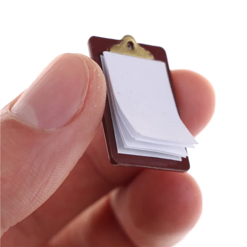 

Mini Dollhouse Miniature Accessories Alloy Clipboard with Real Paper Attached Good Quality