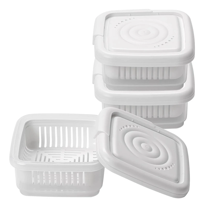

3PCS Green Onion Crisper Kitchen Refrigerator Plastic Drain Box Square Soap Dish Food Seal Box Easy To Use
