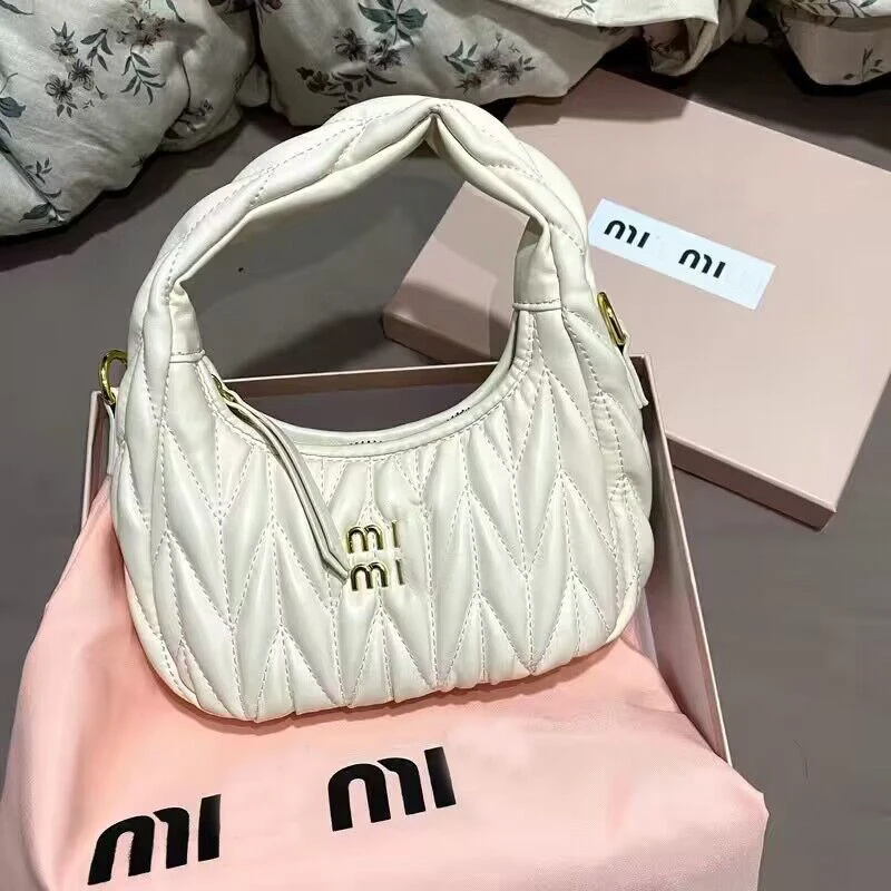 

Miu Pleated Small Bag for Women Pleated Cloud Soft Designer Underarm Bags Cute Girl Purses Ladies Top Handle Tote Bag Handbags