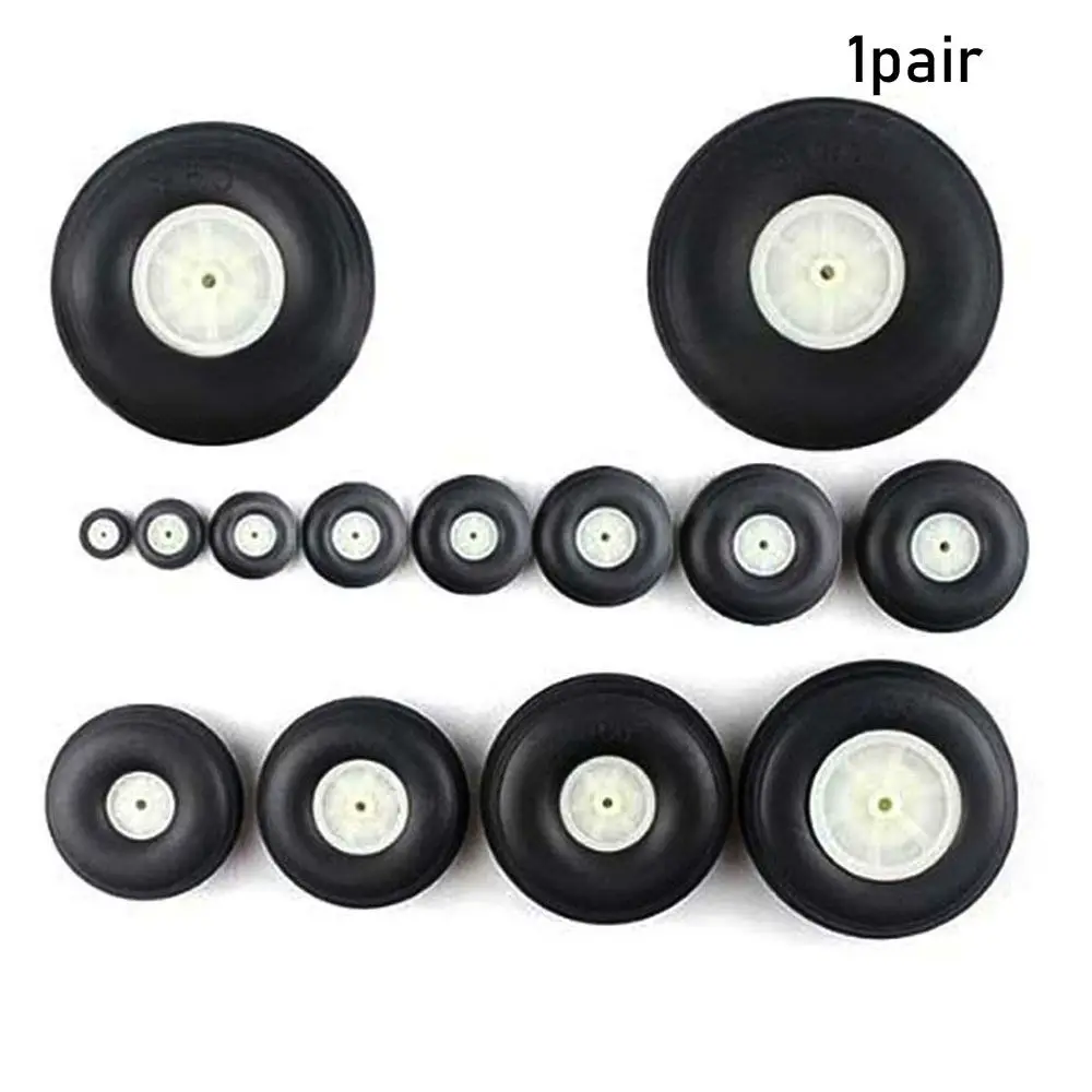 1pair Hot Sale Black Accessories Rubber PU Tail Wheel Plastic Hub RC Airplane Replacement Plane Toy Parts