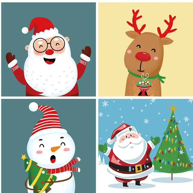 

GATYZTORY Oil Painting By Numbers Christmas Drawing On Canvas DIY Pictures By Number DIY Hand Painted Paintings Art Kits Home De