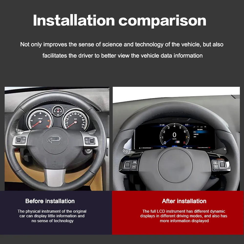 Фото Для Opel Astra 2004 ~ 2010 12,3-дюймовый цифровой дисплей Plug and Play, приборная панель, ЖК-дисплей, стол скорости, автомобильная виртуальная информация №2
