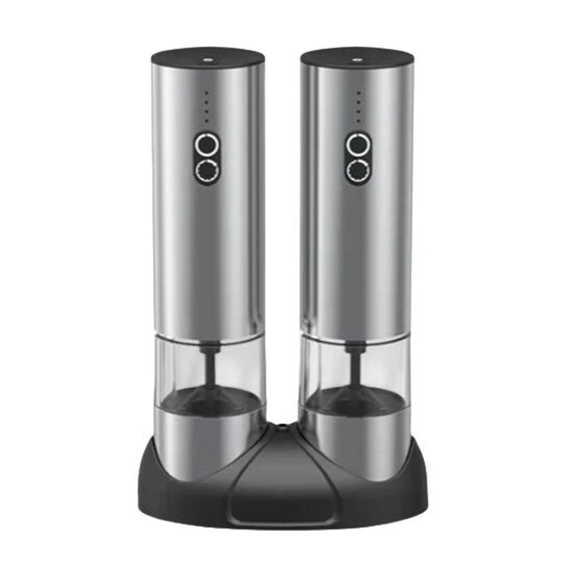 

Pepper Grinder Automatic Ceramic Electric Salt And Pepper Shaker Set With Light Timer Setting Usb Spice Mill Stainless Steel