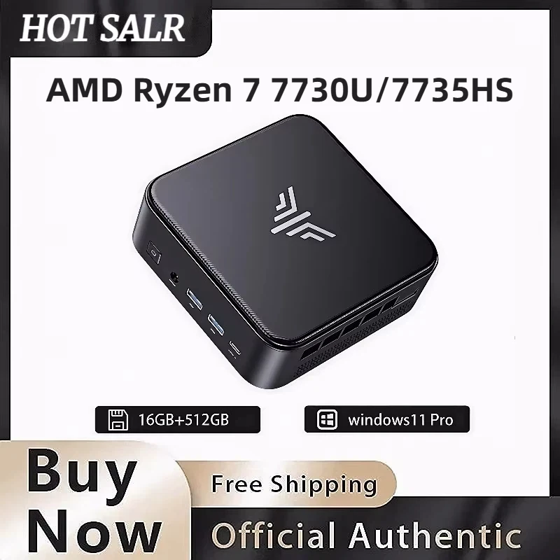 Фото Мини-ПК AMD Ryzen 7 7735HS / процессор 7730U, 32 ГБ ОЗУ, 512 ГБ SSD, игровой мини-компьютер, 4K HDMI, DP, Type-C, WiFi 6, BT5.2 №1