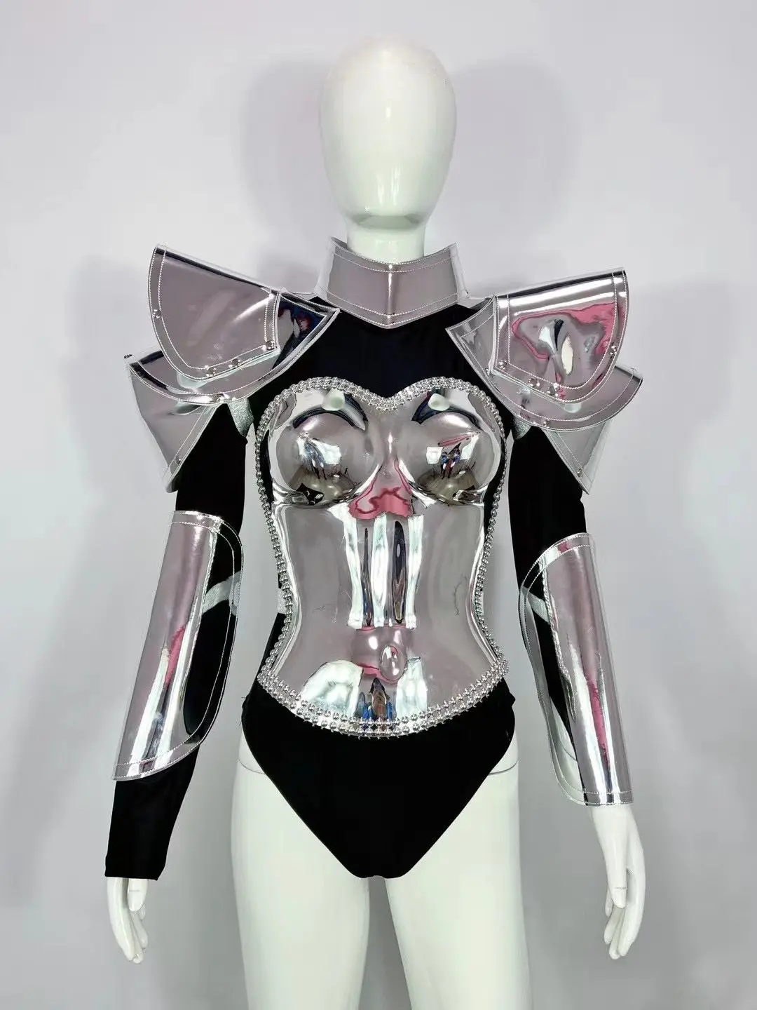 Ночной клуб серебряная броня танцевальная одежда Gogo футуристическая вечеринка