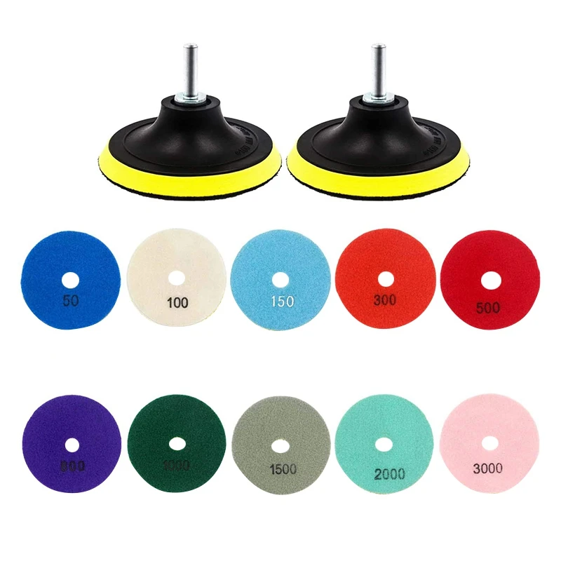 12Pcs 3 Inch Diamond Polishing Pads Set Wet/Dry Polishing Ki