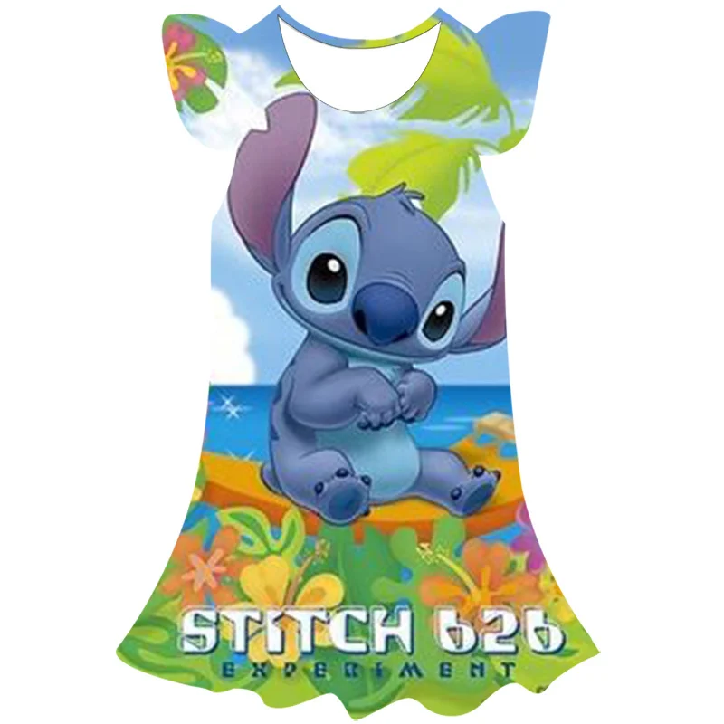 

Детское платье принцессы с мультяшным рисунком, модное платье в стиле Диснея, Ститч, для дня рождения