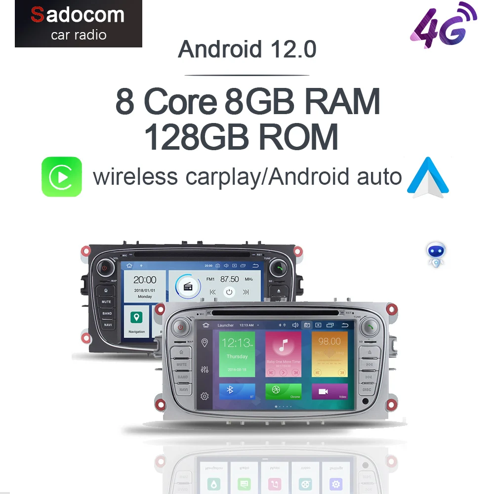 Carplay DSP автомобильный dvd-плеер LTE IPS Android 12 8G + 128G 8Core Мультимедиа GPS карта Bluetooth Wifi для