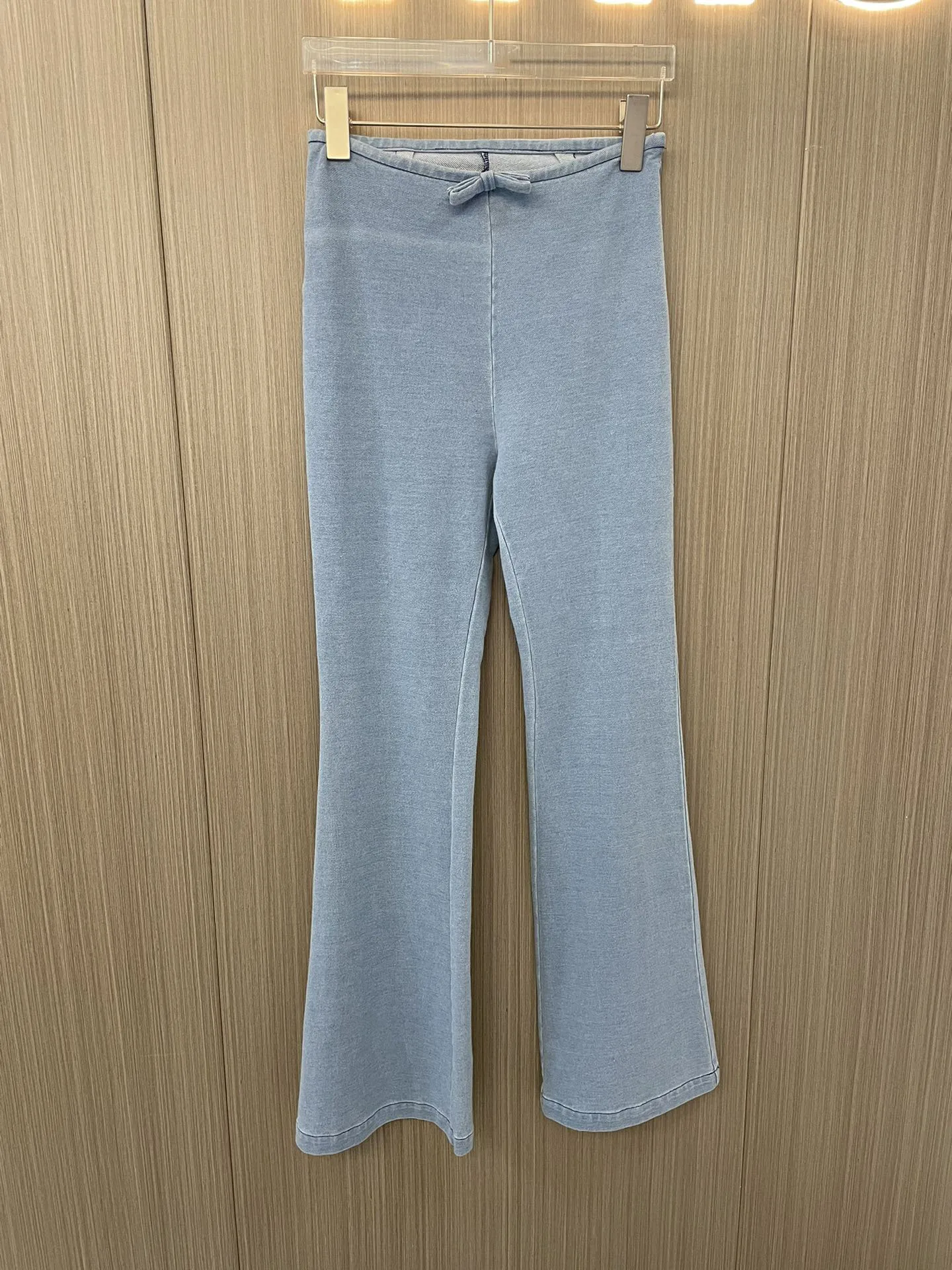 

Bow micro flare pants, solid color simple all-matching side zipper design mid-high waist comfortable pants