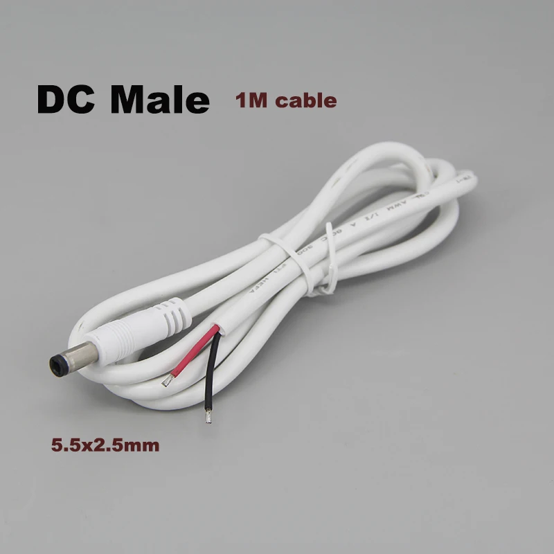 

Белый 1 м разъем постоянного тока 5,5x2,5 мм 18awg 7A ток постоянного тока Мужской Женский удлинитель постоянного тока медный провод для детской фотоленты M20