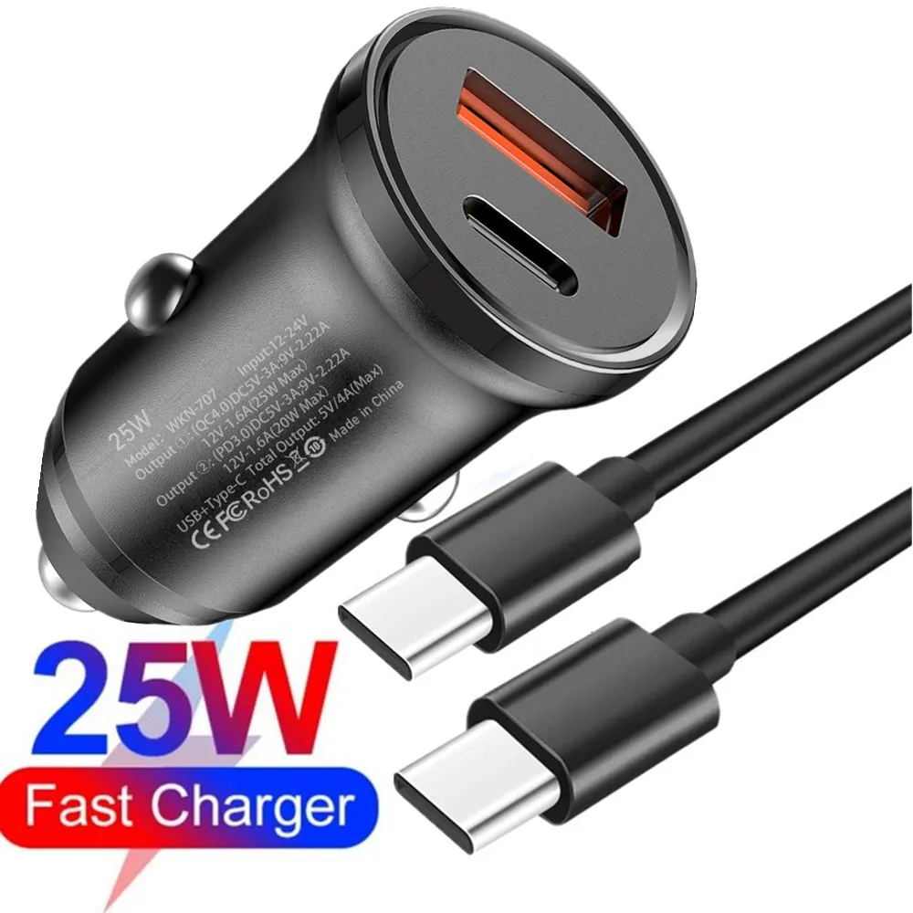 45W Car Charger Fast Quick Charging QC4.0 USB Type C PD 25W Dual Port Mini Auto Fast Chargers For Iphone 12 13 14 Samsung tablet