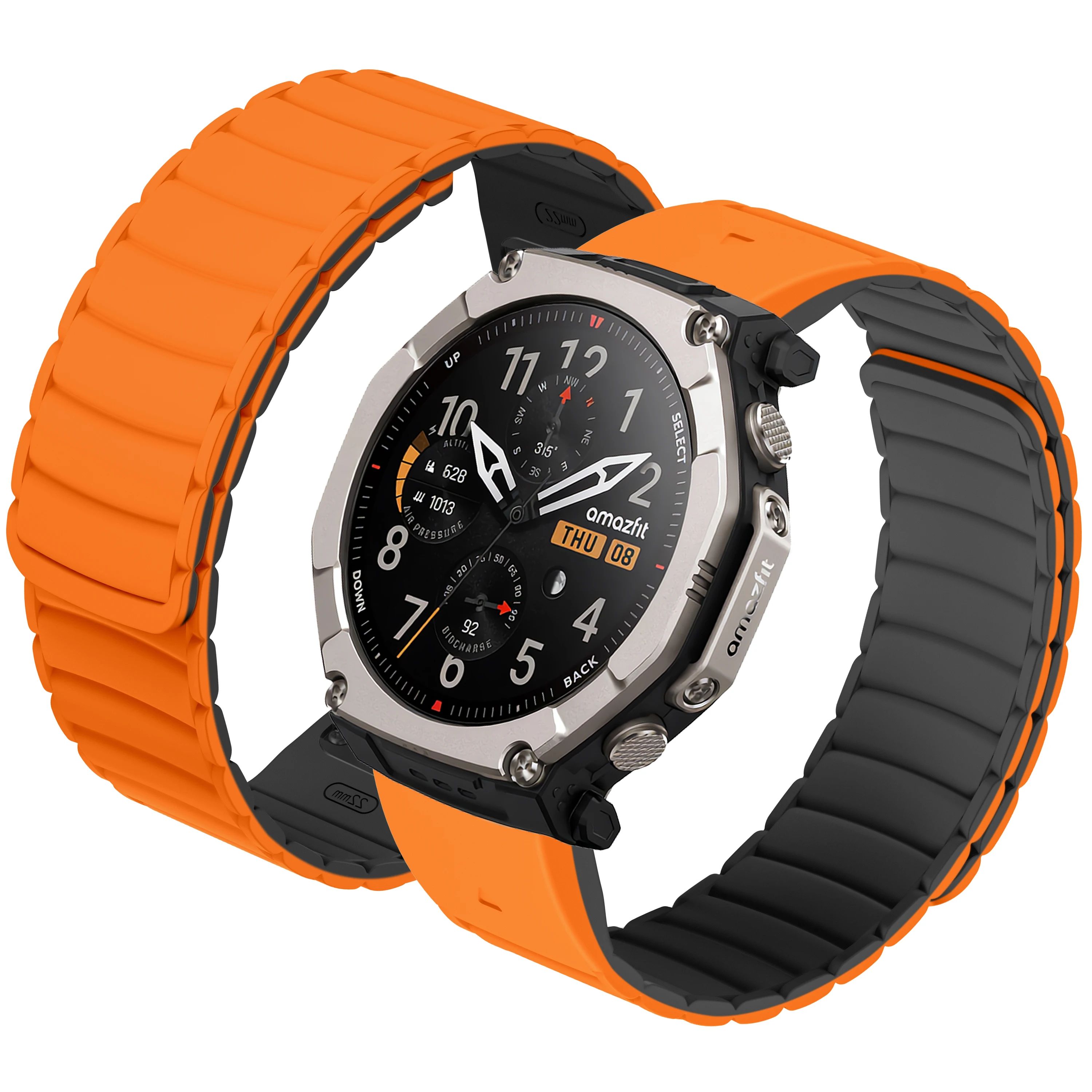 Фото Магнитный силиконовый ремешок 26 мм для Amazfit T-Rex Ultra 2, 51 мм, сменный ремешок для часов, браслет №1