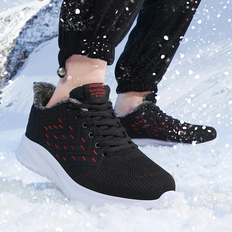 

Мужские зимние теплые кроссовки, легкие удобные уличные повседневные кроссовки с мехом, мужская спортивная обувь, модная обувь для ходьбы и снега, 2023