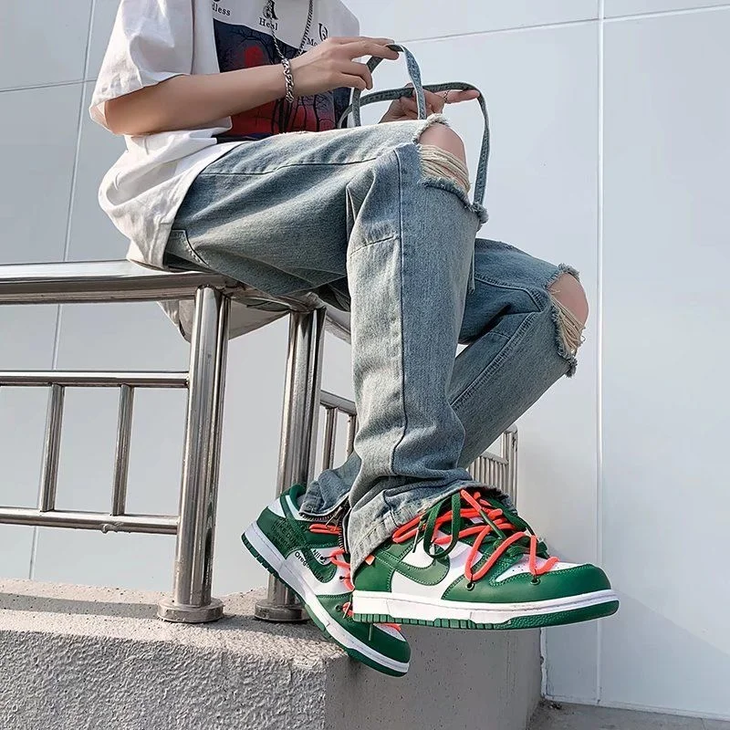 Summer Ripped Blue Jeans Men's Slim Fashion Casual Straight Jeans Men Streetwear Hip Hop Hole Denim Pants Mens Trousers M-3XL