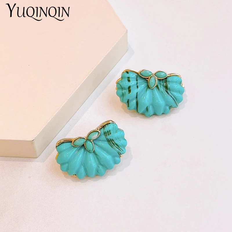 

Vintage Boho Big Earrings For Women 2022 Trending Arcylic Resin Stud Earring for Girls Party Fashion Jewelry Korean Brinco Gifts