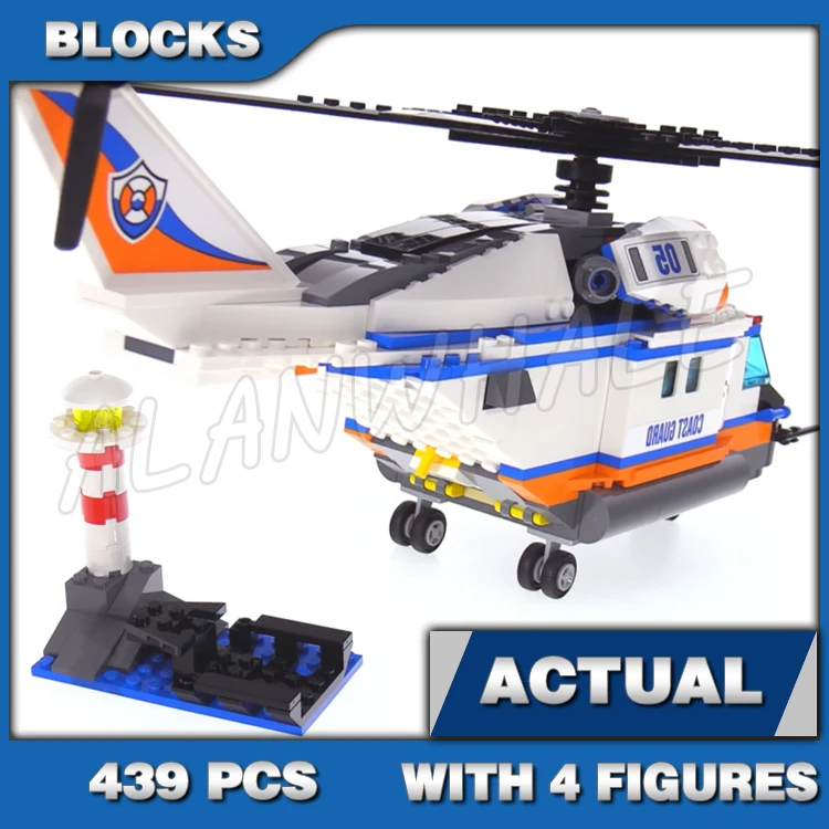 

439pcs CIty Urban Coast Guard Heavy-Duty Rescue Helicopter Lighthouse Kayak 10754 Building Blocks Set Compatible with Model