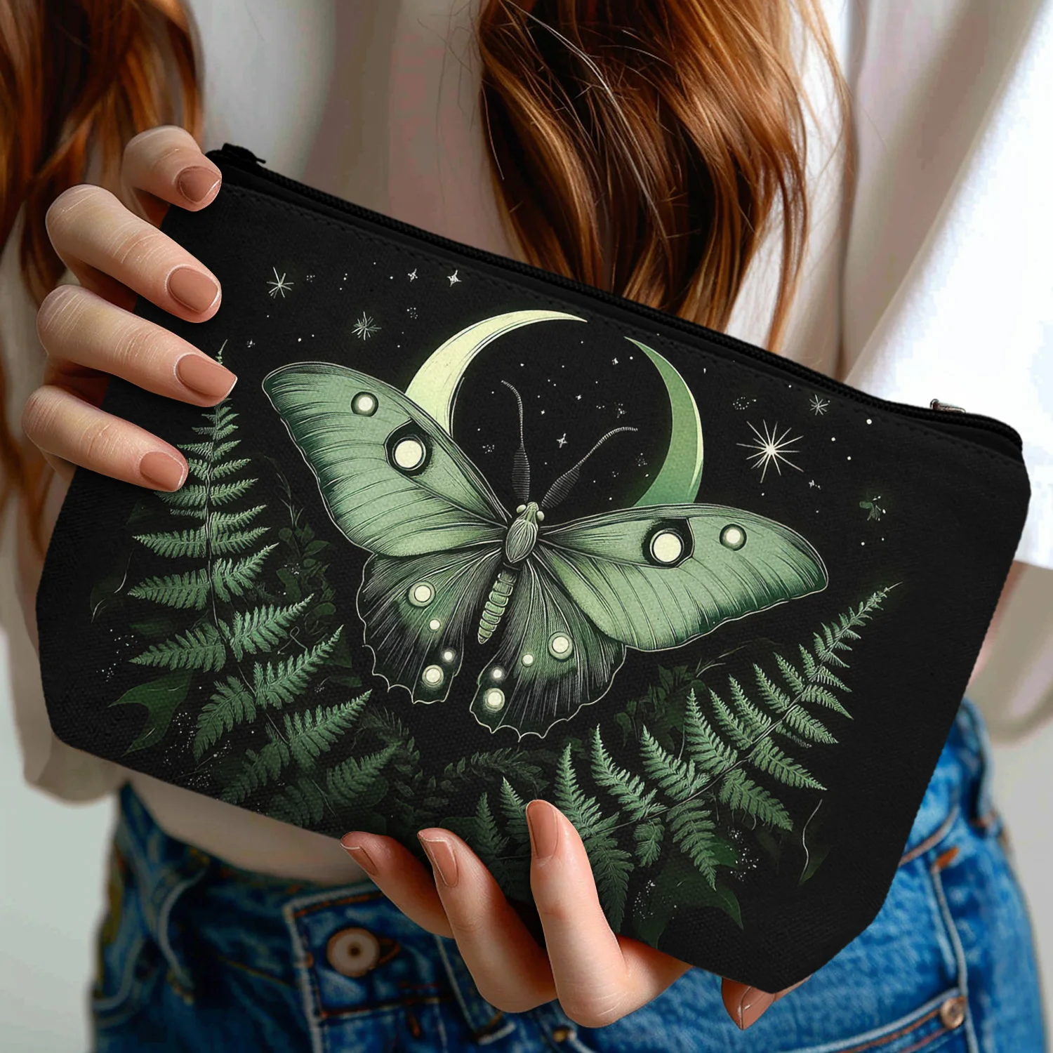 1 шт. сумка для хранения косметики с зеленым мотилем готическая косметичка