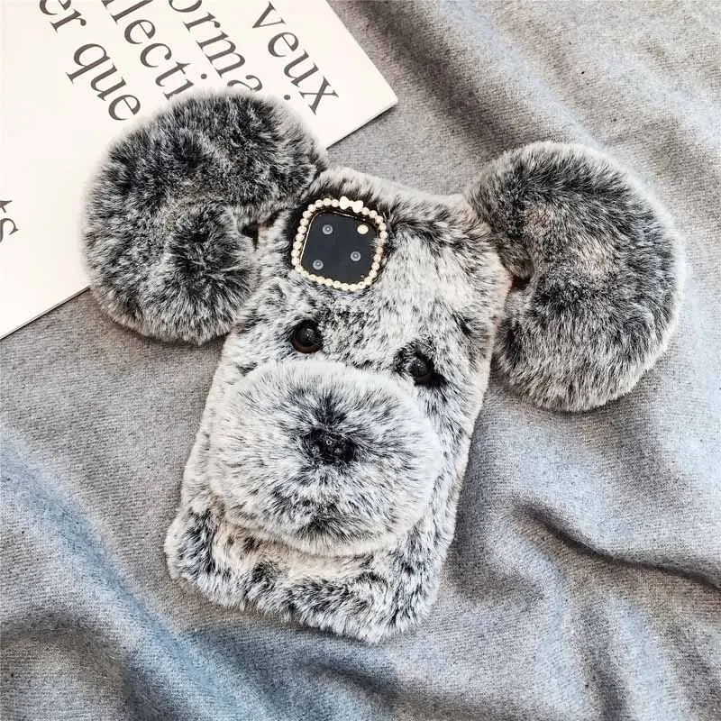 3D Пушистый Тёплый Чехол С Собачкой Для iPhone 13 Pro 12 mini 11 Max X XS XR 7 8 Plus SE 2 Мягкий Коврик
