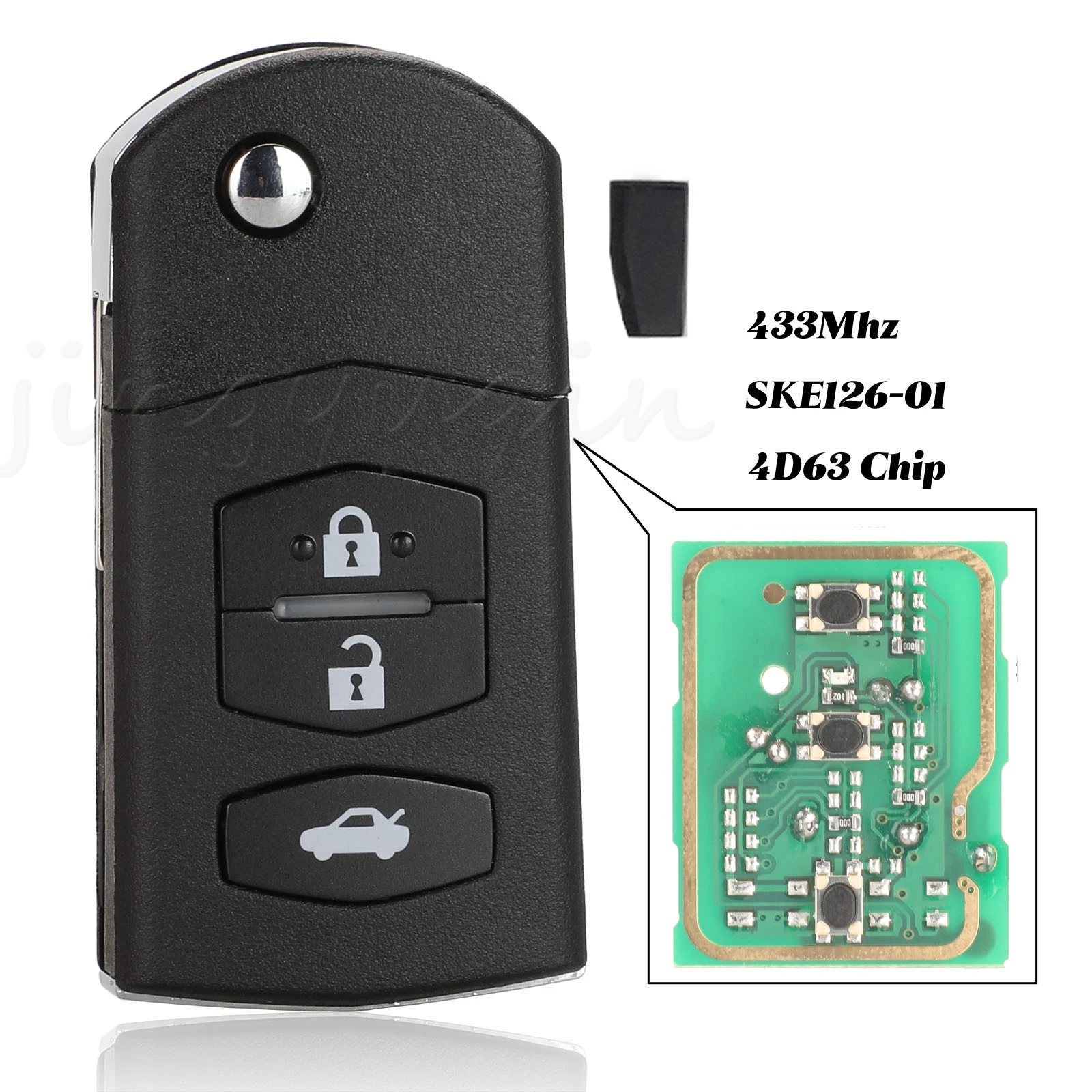 

Автомобильный ключ с дистанционным управлением jingyuqin, 433 МГц, 4D63, для MAZDA Car 2 M2 Demio /3 M3 Axela/ 5 M5 Premacy / 6 M6 Atenza / 8 M8