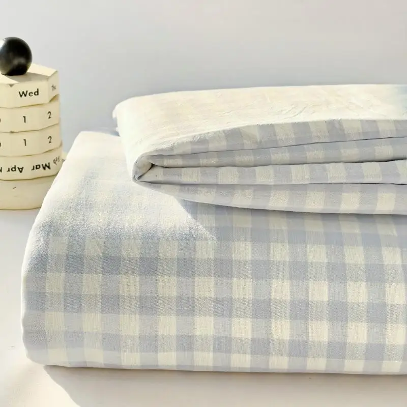 Washed Cotton Bed Sheet Single Piece Fitted Pillowcase Three-Piece Student Dormitory Bedspread Mat...