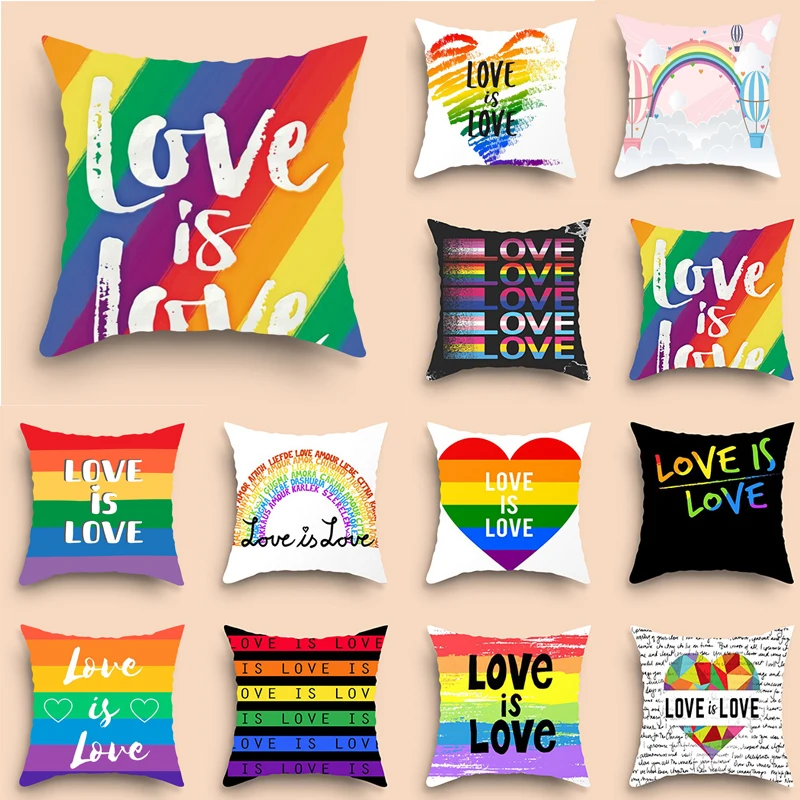 

Valentine's Day Rainbow Love Pillowcase Home Decor Pillowcase Sofa Cushion Cover or Home Decor Party Gift