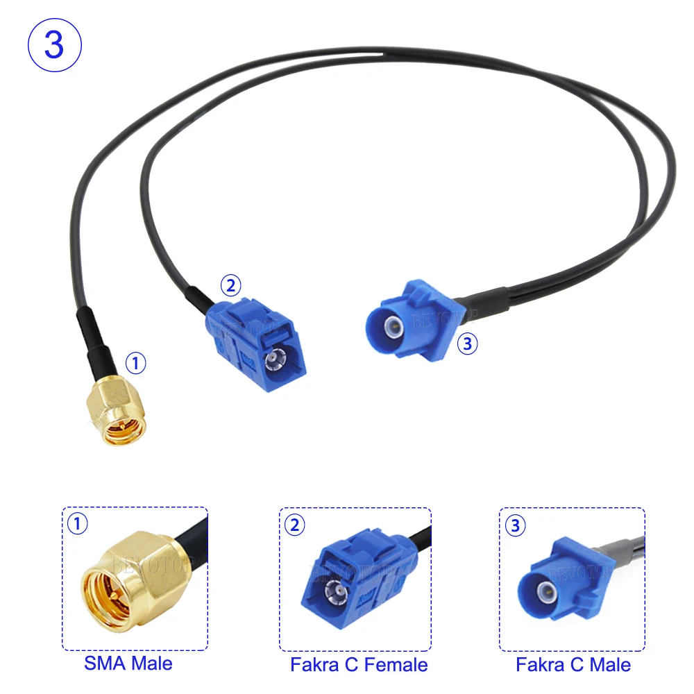 

BEVOTOP BT1786-RG174 разветвитель Fakra C на SMA