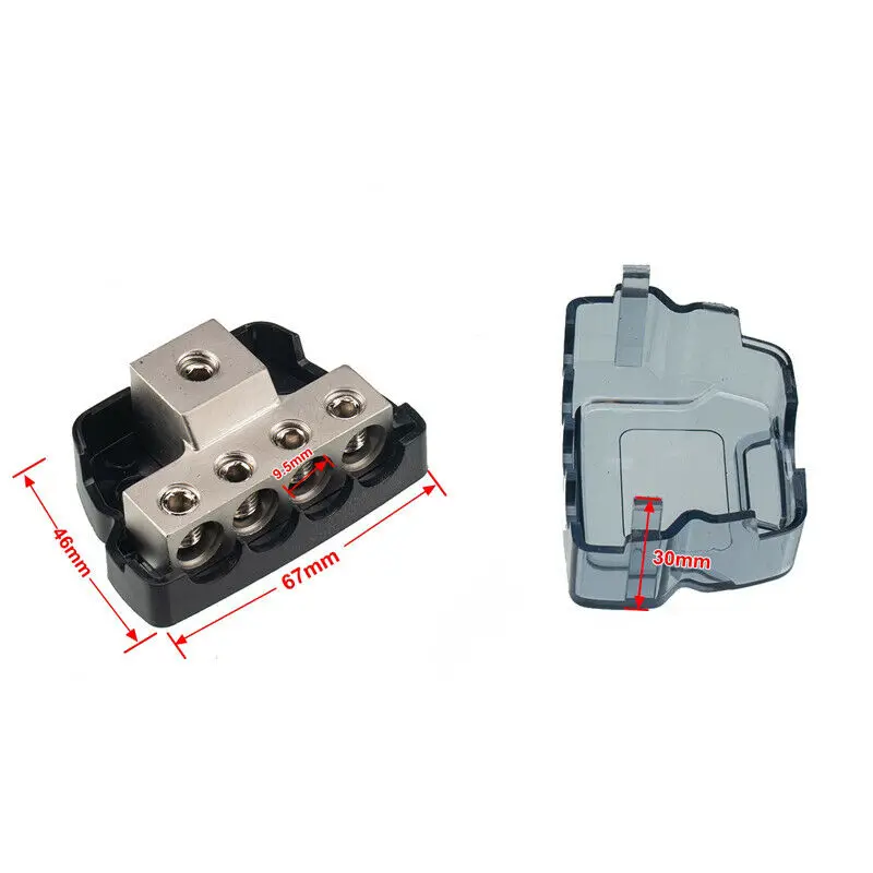 Car Audio Power Fuse Holder Distribution Block Junction Box Series 1/0 Gauge In To 4 Gauge Out Electric Wire Connector