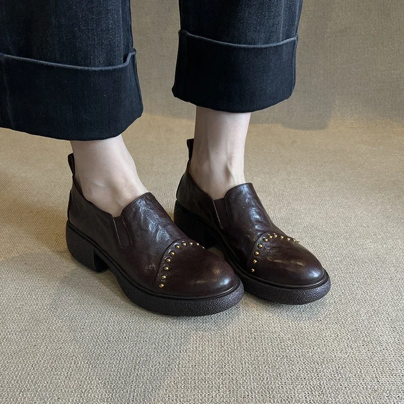 2025 Новая зимняя женская обувь на толстой подошве роскошные дизайнерские кожаные