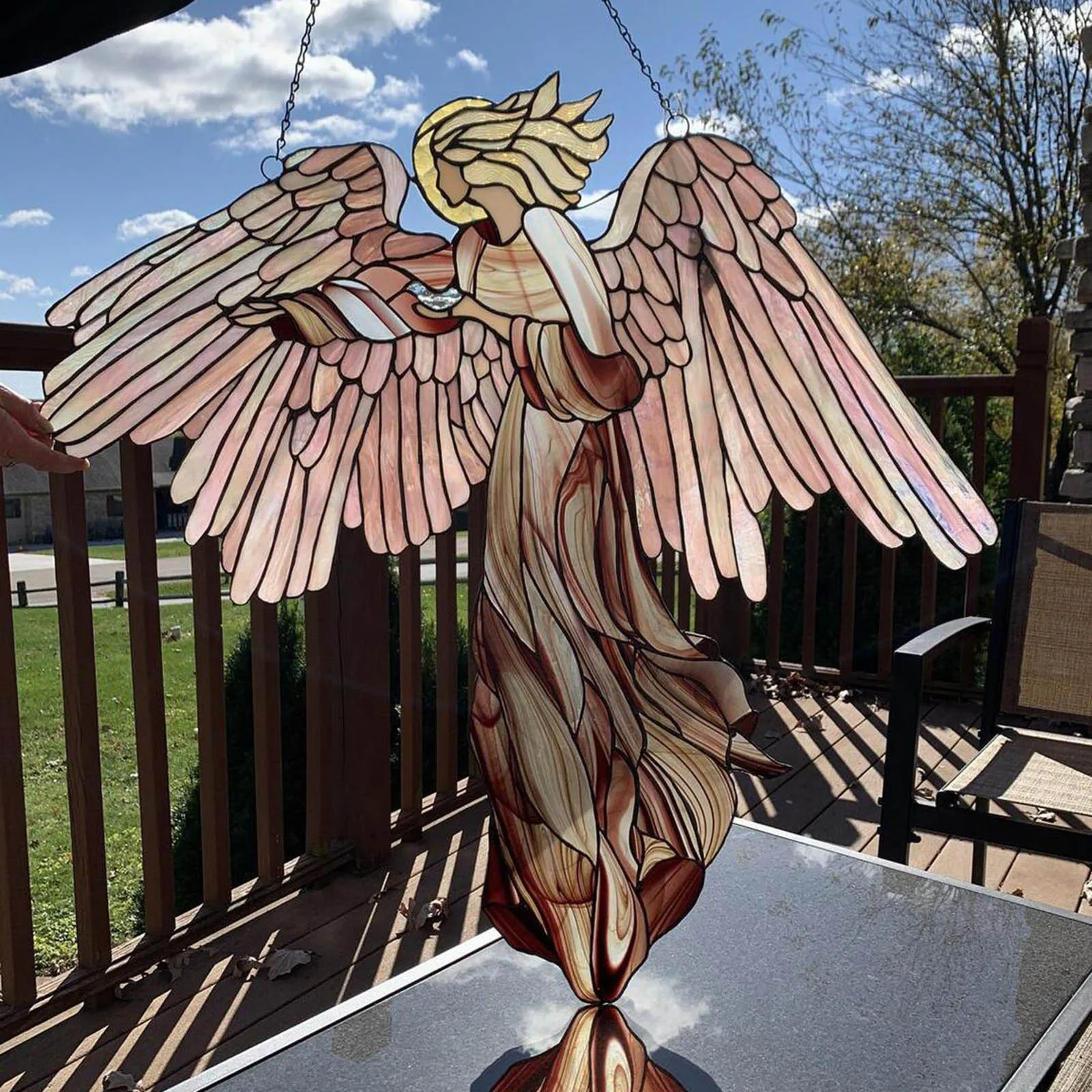 

New Home Decoration Angel Stained Glass Elegant Angel Wind Chimes Living Room Wind Chimes Ornaments Angel Pendant Wind Chimes