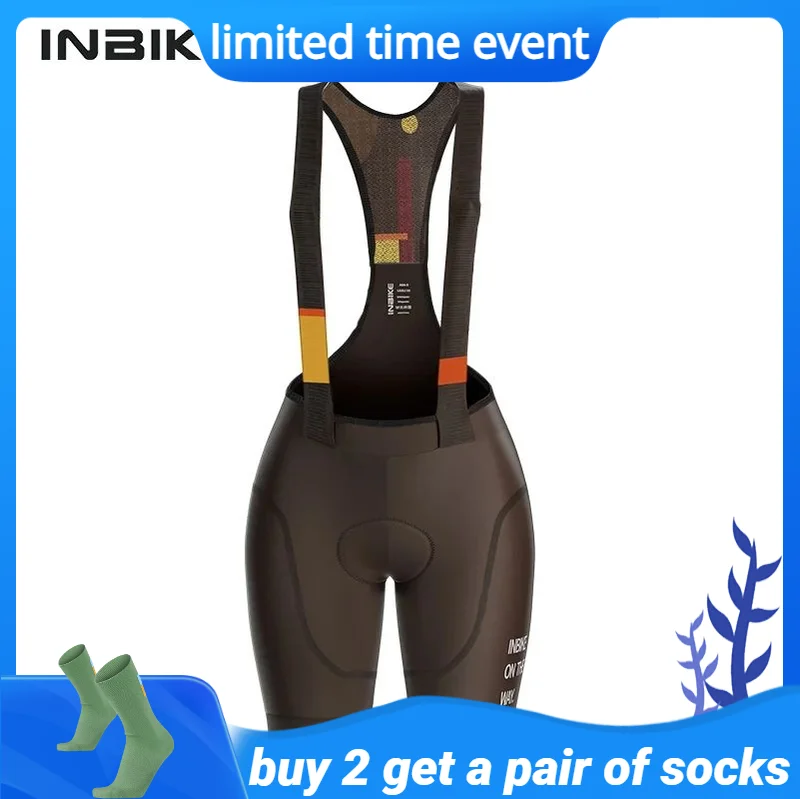 Женские велосипедные брюки INBIKE тканевый нагрудник с принтом трико подкладкой