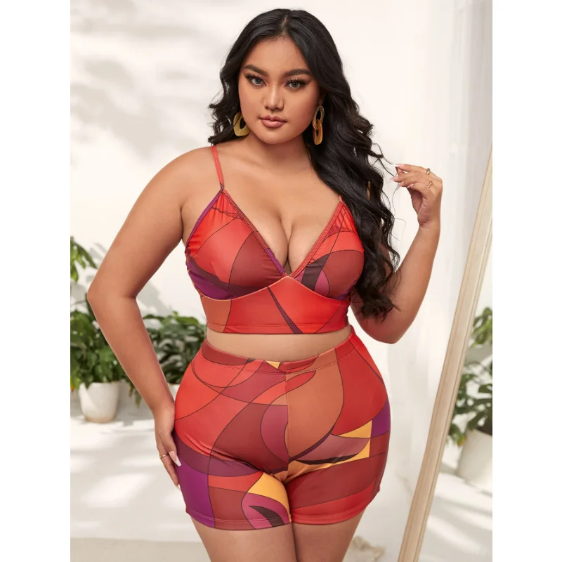 

Лето 2023, танкини, Новая Бразильская Мода, женский сексуальный большой красный раздельный купальник, стройнящий костюм танкини, купальник