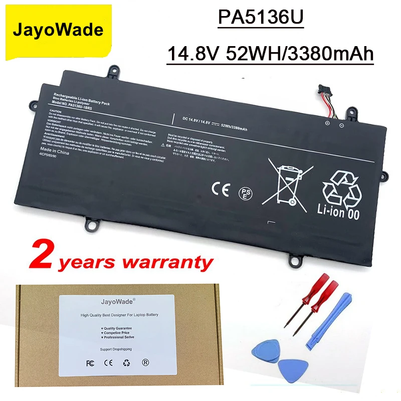 

JayoWade New PA5136U-1BRS Laptop Battery for Toshiba Portege Z30 Z30-A Z30-AK04S Z30-A1301 Z30-B K10M Z30-C PA5136U 14.8V 52WH