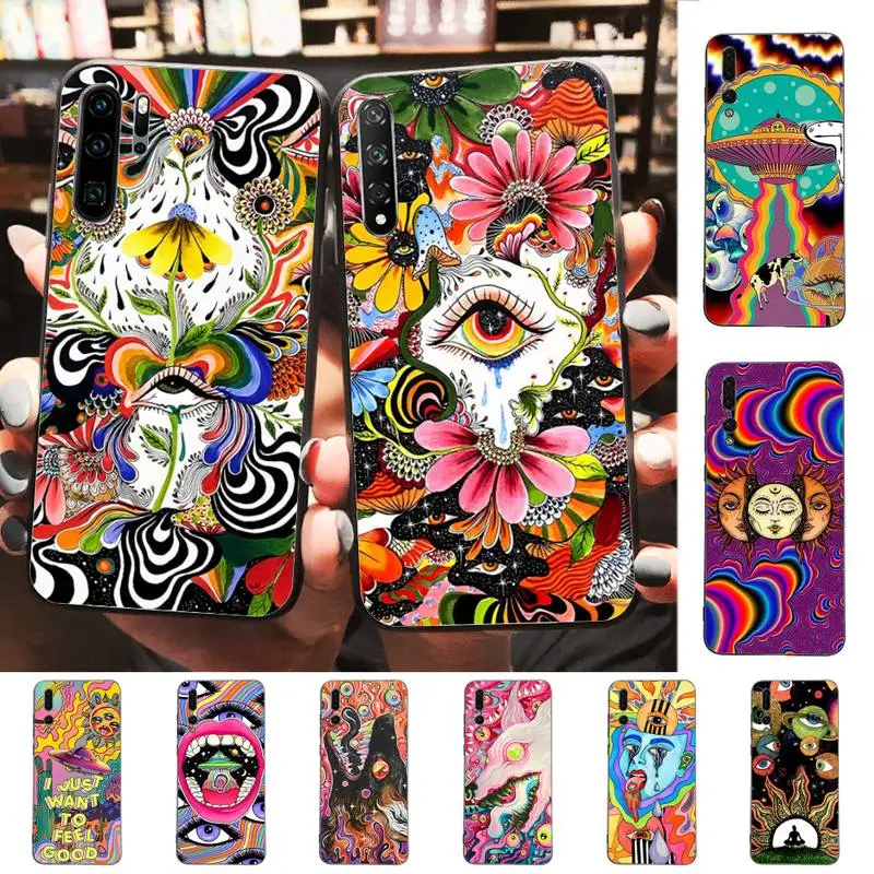 

Colourful Psychedelic Trippy Art Phone Case For Huawei P 8 9 10 20 30 40 50 Pro Lite Psmart Honor 10 lite 70 Mate 20lite