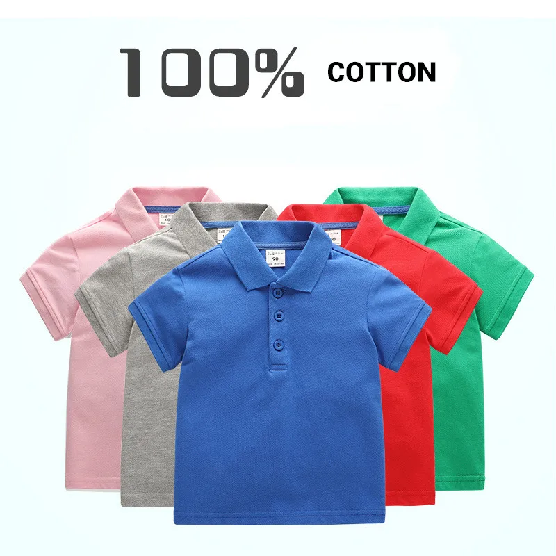 

2021 New Children's Summer Cotton Short Sleeved Shirt Baby Boys Girls Solid Color Polo Shirt 2-10Y Kids Brand Polo Clothes Out