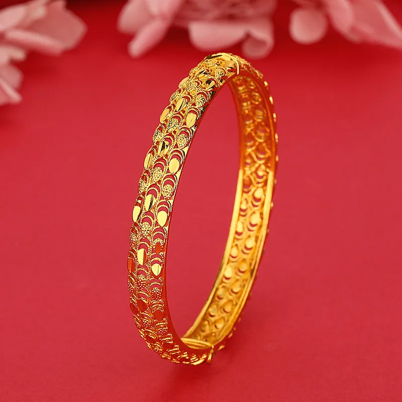 

Wedding hollow dragon scales pulseras para mujer bracelet for women Retro Snap cuff Bangles luxury Jewelry free shipping