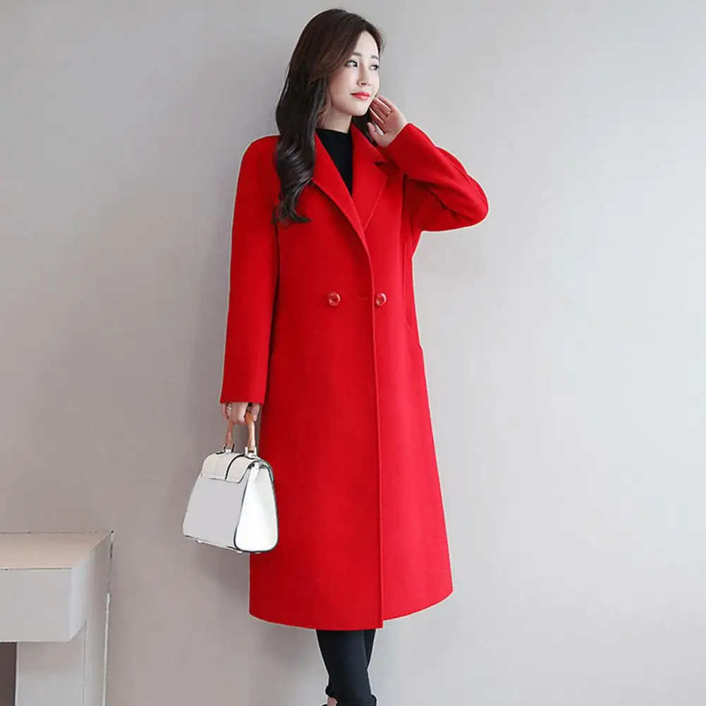 

Stylish Winter Coat Solid Color Elegant Midi Length Lady Coat Outwear Autumn Coat for Shopping