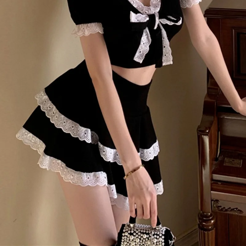 2023 женские японские готические мини-юбки в стиле Харадзюку кружевная юбка с